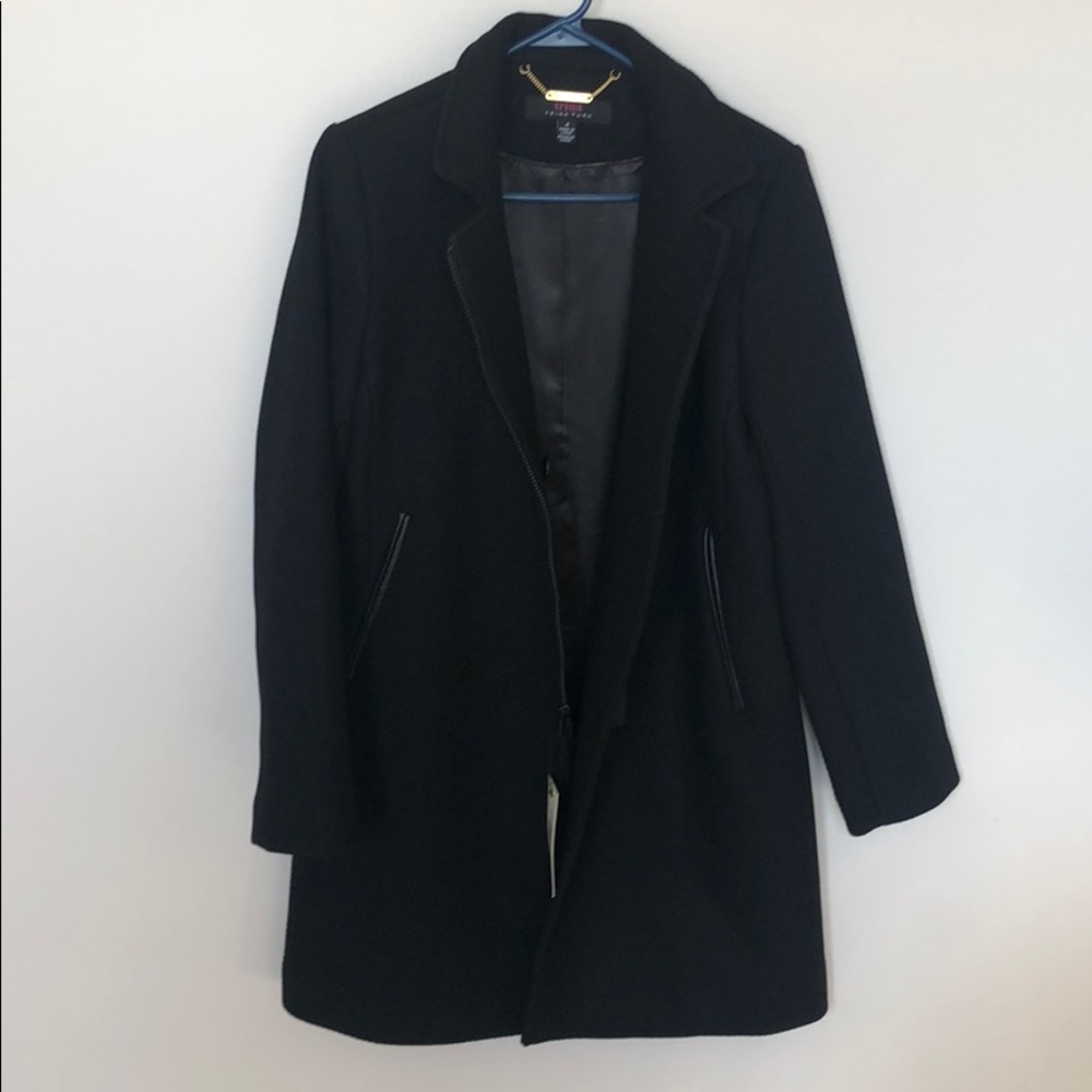 Trina Turk Wool and Leather Coat